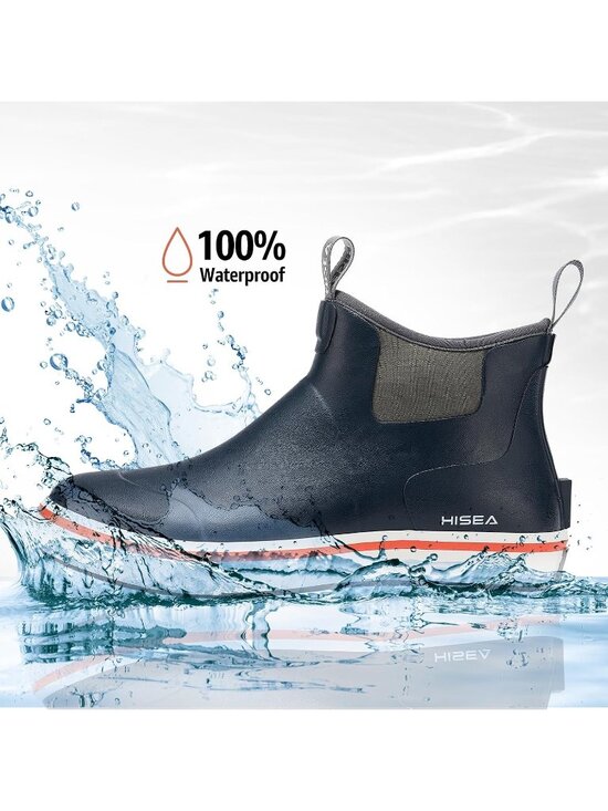 Men\'s Navy Ankle Deck Waterproof Rubber Neoprene Fishing Non-Slip Rain Boots main image 6